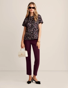 Short Sleeve Blouse With Bateau Neckline - Sale