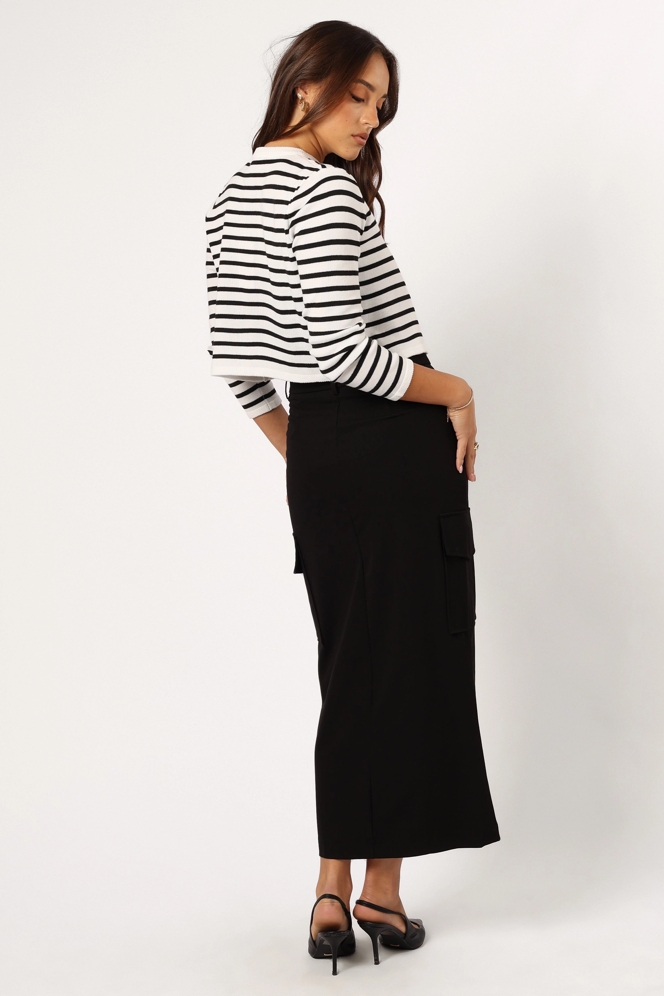 Siana Cargo Midi Skirt - Black