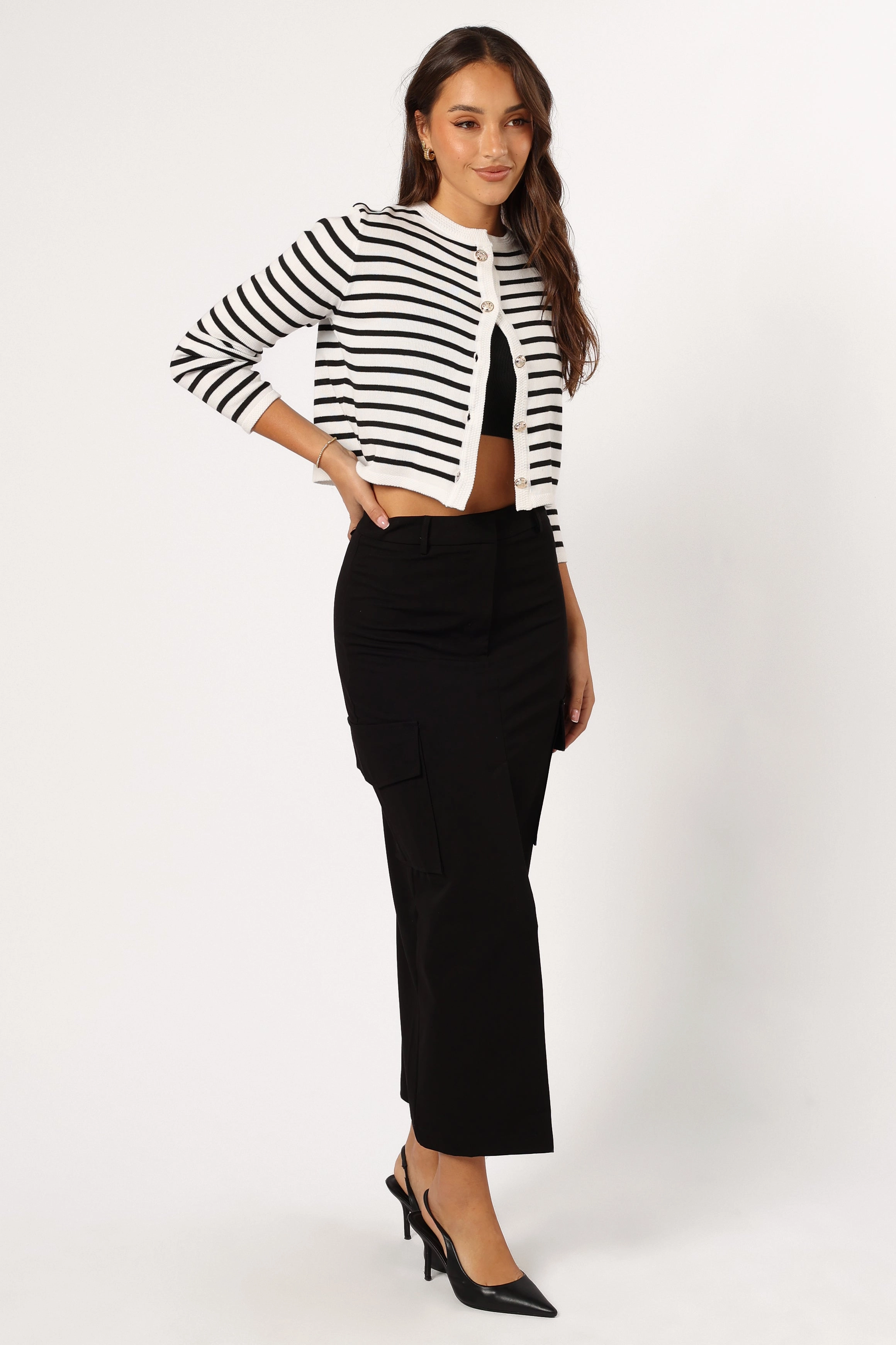 Siana Cargo Midi Skirt - Black