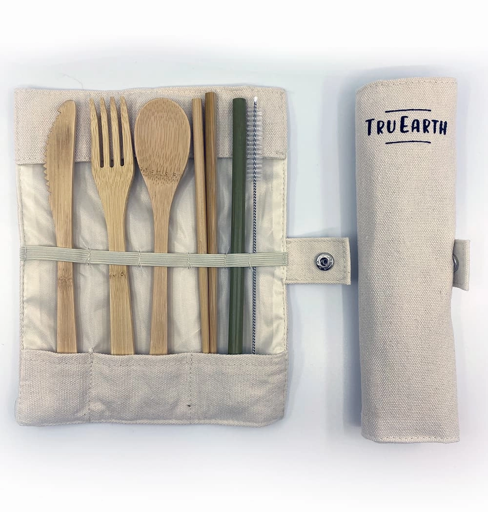 Tru Earth Bamboo Cutlery Set (Fork, Spoon, Knife, Chopsticks, Straw) -