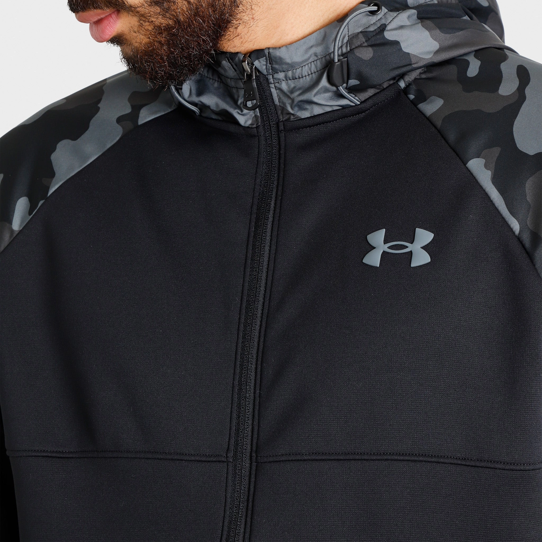Under Armour Armour Fleece Full Zip Printed Hoodie Black / Pitch Gray