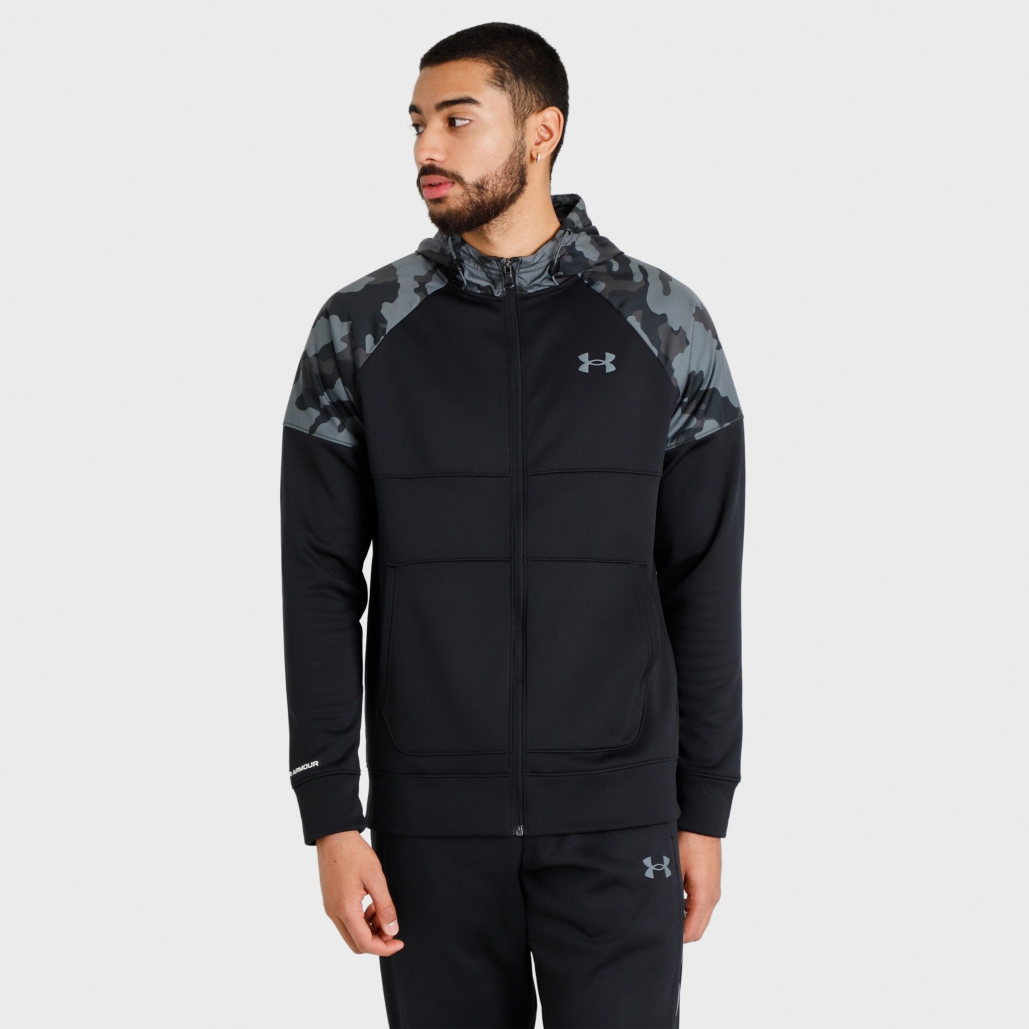 Under Armour Armour Fleece Full Zip Printed Hoodie Black / Pitch Gray