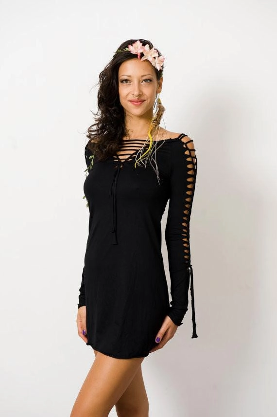 Wholesale - Long Sleeve Black Mini Dress, Pixie Dress